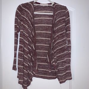Reddish Brown Striped Cardigan